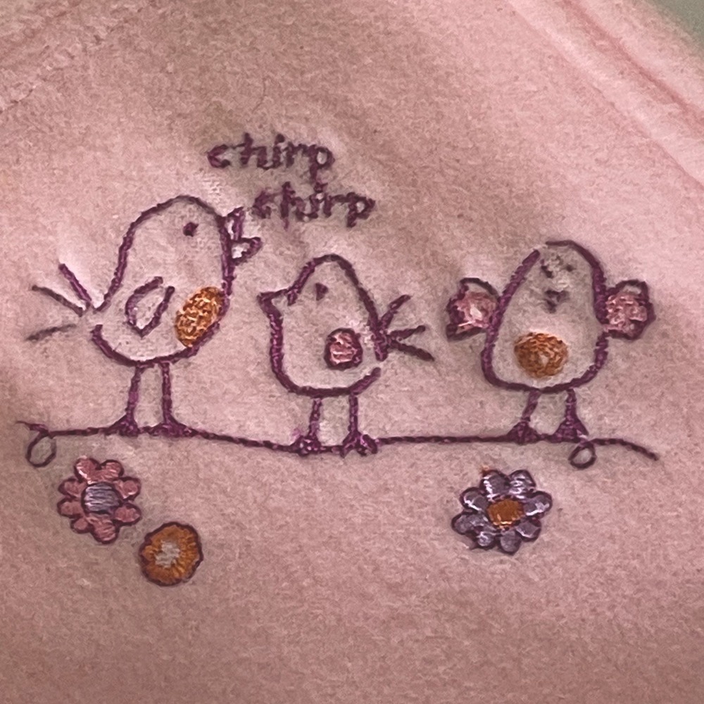 Fisher-Price Pink Fleece Baby Blanket embroidered Birds Chirp Chirp 30x40 HTF